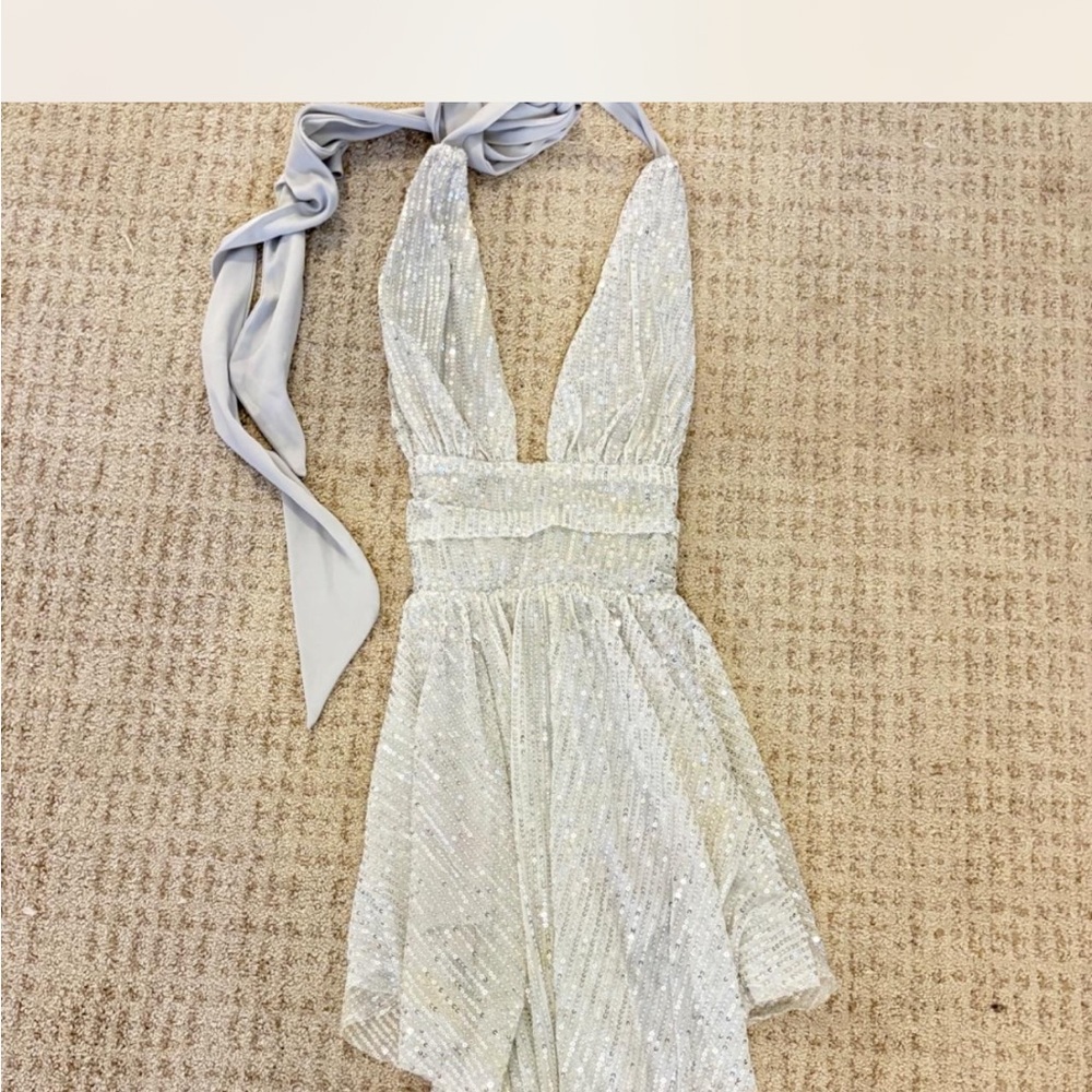 Lucy in the Sky Silver halter dress